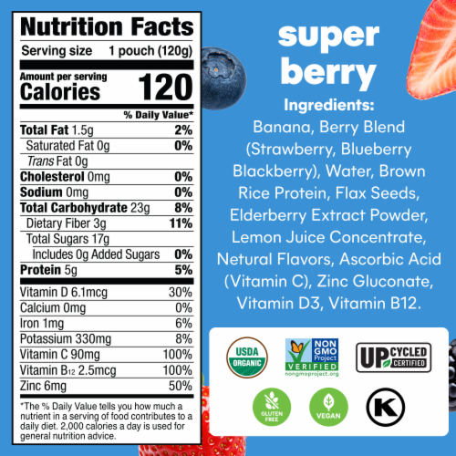 Noka® Superfood Smoothie + Immune Support Super Berry Pouches Perspective: back