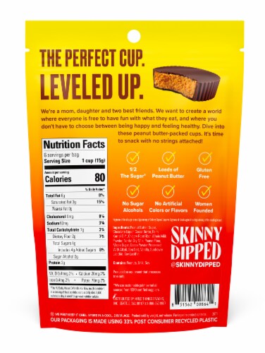 Skinny Dipped Milk Chocolate Peanut Butter Cups Perspective: back