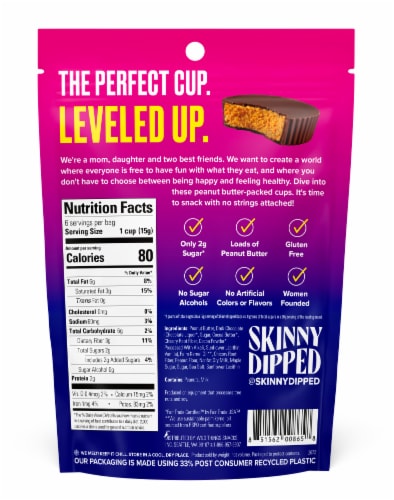 SkinnyDipped Dark Chocolate Peanut Butter Cups Perspective: back
