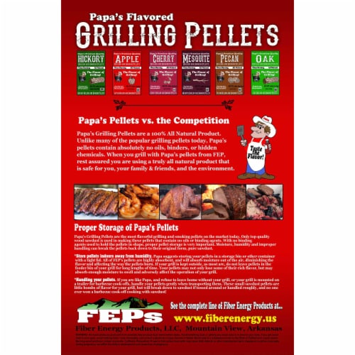 Papa's Premium Apple Wood Grilling Smoking Pellets with Low Ash Red & White Oak Perspective: back