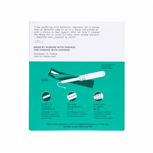 The Honey Pot® Super Organic Bio-Plastic Applicator Tampons Perspective: back