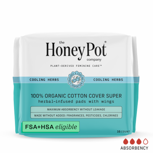 The Honey Pot® Company Organic Super Herbal-Infused Pads with Wings Perspective: back