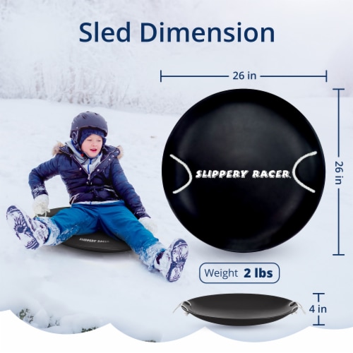 Slippery Racer ProDisc 26 Heavy Duty Metal Saucer Sled with Rope Handles, Black Perspective: back