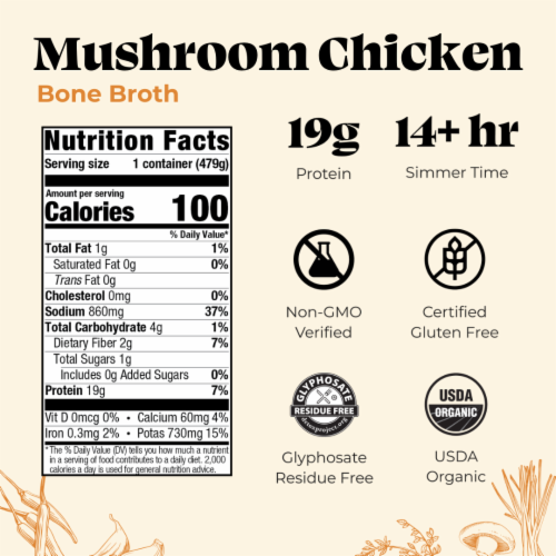 Kettle & Fire Mushroom Chicken Bone Broth Perspective: back