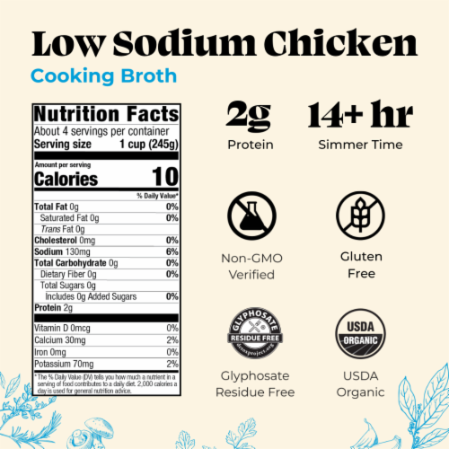Kettle & Fire Gluten Free Low Sodium Chicken Broth Perspective: back