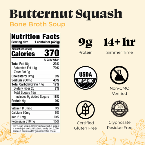 Kettle & Fire Gluten Free Butternut Squash Bone Broth Soup Perspective: back