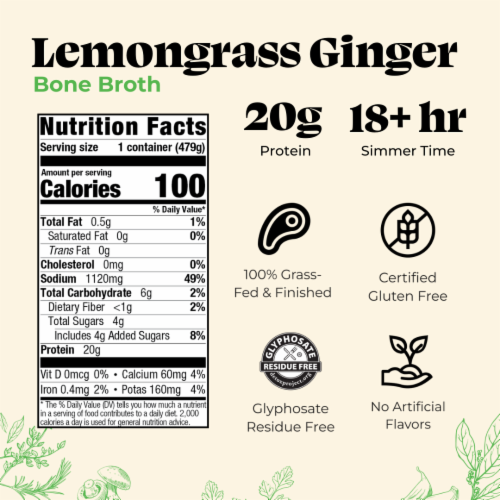 Kettle & Fire Lemongrass Ginger Beef Bone Broth Perspective: back