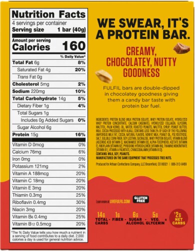 Fulfil Chocolate Peanut Butter Protein Bars Perspective: back