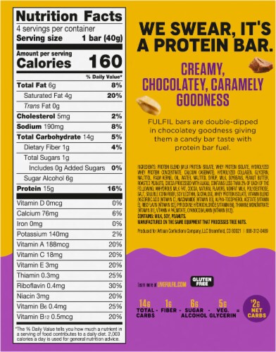 Fulfil Chocolate Peanut Caramel Protien Bar Perspective: back