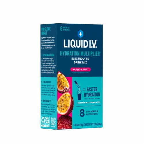 Passion Fruit Liquid I.V. Hydration Multiplier .56 oz. Packets - 8 / Box -  Candy Favorites