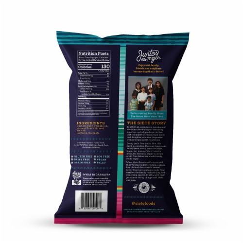 Siete® Grain Free Sea Salt Tortilla Chips Perspective: back
