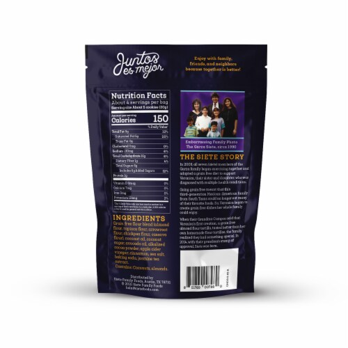 Siete Grain Free Mexican Chocolate Cookies Perspective: back