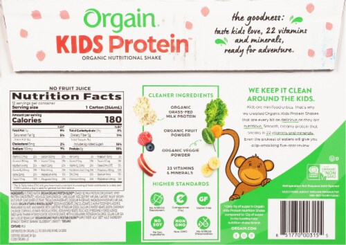 Orgain USDA Organic Kids Nutritional Protein Shake, Chocolate, 8