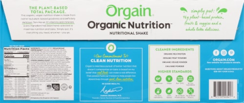Orgain Organic Nutrition Vegan Smooth Chocolate All-In-One Nutritional Shake Perspective: back