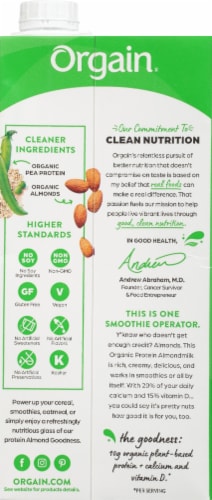 Orgain® Organic Protein Unsweetened Vanilla Almond Milk Perspective: back