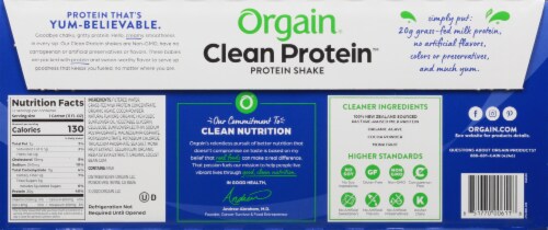 Orgain Clean Protein Grass Fed Creamy Chocolate Fudge Protein Shake Perspective: back