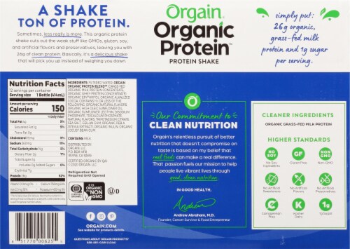 Orgain Organic Protein Nutritional Creamy Chocolate Protein Shake Perspective: back