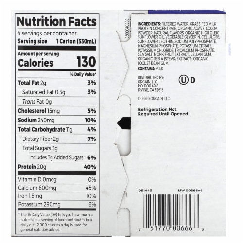 Orgain® Clean Protein™ Creamy Chocolate Fudge Grass Fed Protein Shake Perspective: back