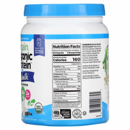 Orgain® Organic Protein™ Vanilla Bean Oatmilk Protein Powder Perspective: back