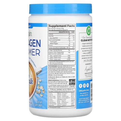 Orgain French Vanilla Collagen Creamer with Oatmilk Powder Perspective: back