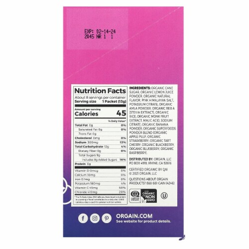 Orgain® Hydroboost Rapid Hydration Drink Mix Perspective: back