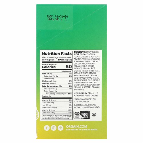 Orgain® Hydroboost Lemon Lime Rapid Hydration Drink Mix Perspective: back