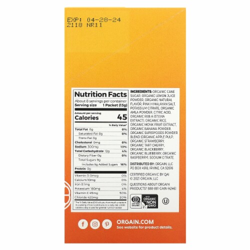Orgain® Hydroboost Orange Tangerine Rapid Hydration Drink Miz Perspective: back