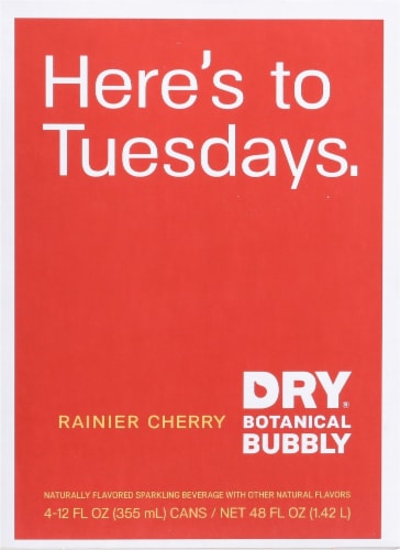 Dry® Botanical Bubbly Rainier Cherry Flavored Sparkling Water Cans Perspective: back