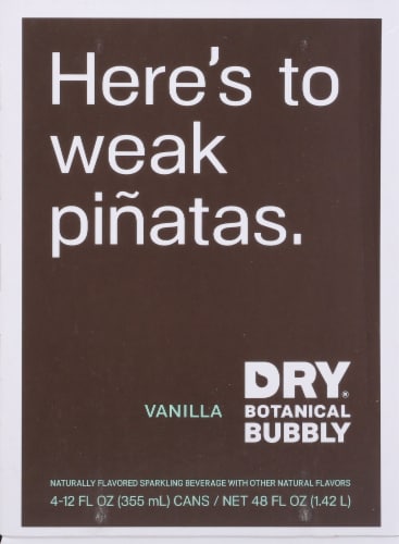 Dry® Botanical Bubbly® Vanilla Bean Botanical Sparkling Water Cans Perspective: back