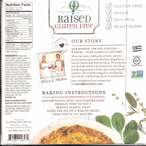 Raised Gluten Free Vegan Frozen Quiche Perspective: back