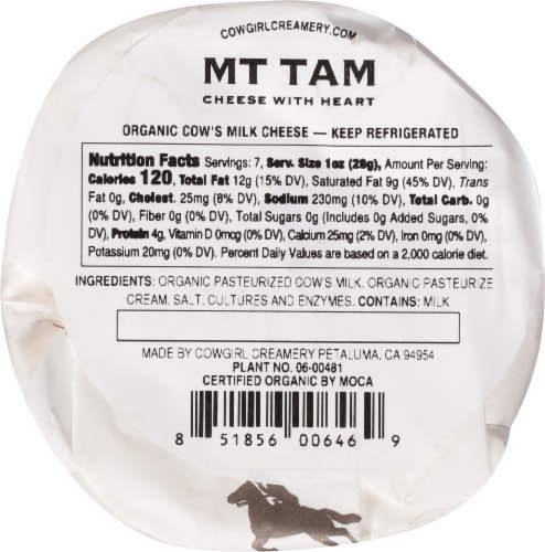 Cowgirl Creamery MT TAM Triple Cream Bloomy Rind Cheese Perspective: back