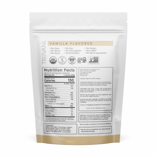Truvani® Plant Based Vanilla Protein Powder Perspective: back
