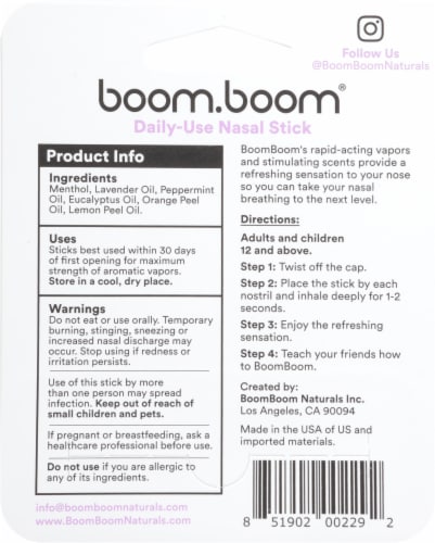 Boom Boom® Lavender Nasal Stick Perspective: back