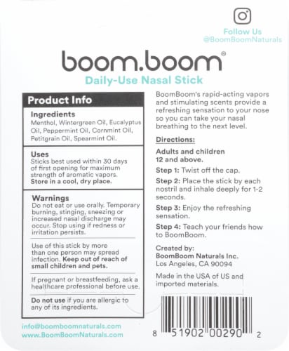 BoomBoom® Wintermint Nasal Stick Perspective: back