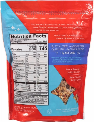 Sola Vanilla Almond Granola Perspective: back