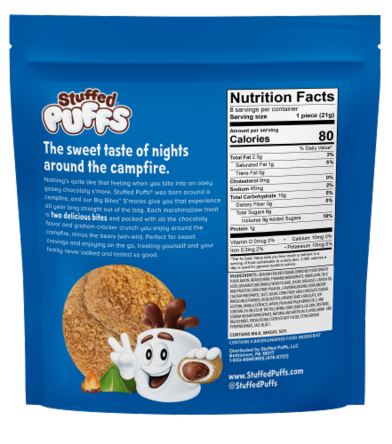 Stuffed Puffs Big Bites S'mores Filled Marshmallows Perspective: back