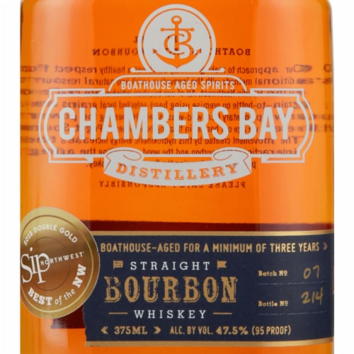 Chambers Bay Distillery Aged 3 Years Boathouse Washington Straight Bourbon Whiskey Perspective: back