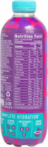 Roar Organic Electrolyte Blueberry Acai Flavored Bottled Water Perspective: back