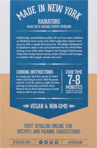 Sfoglini Organic Durum Semolina Radiators Perspective: back