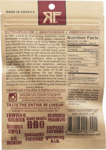 Righteous Felon® Beef Jerky O.G. Hickory Perspective: back
