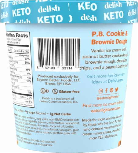 Enlightened® + Delish Keto P.B. Cookie & Brownie Dough Ice Cream Perspective: back