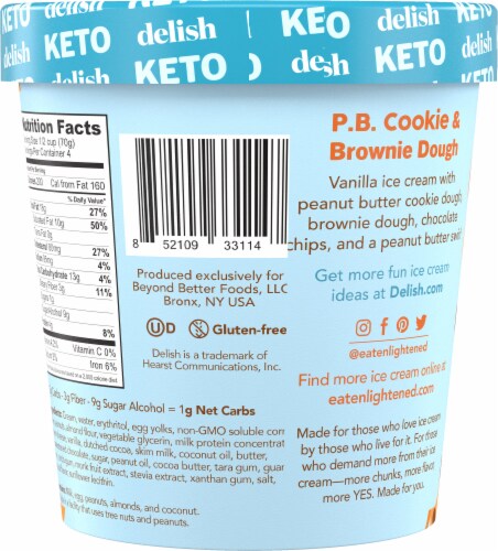 Enlightened® + Delish Keto P.B. Cookie & Brownie Dough Ice Cream Perspective: back