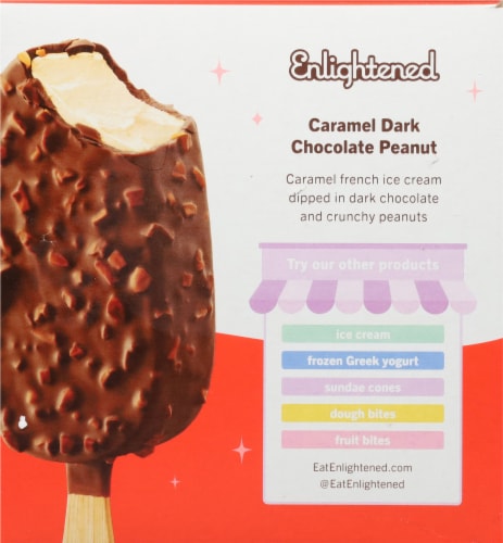 Enlightened® Caramel Dark Chocolate Peanut Ice Cream Bars Perspective: back