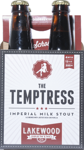 Lakewood Brewing Bourbon Barrel Temptress Stout Beer Single Bottle Perspective: back