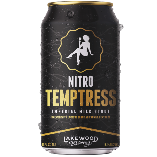 Lakewood Brewing Co. Temptress Nitro Imperial Milk Stout Craft Beer Cans Perspective: back
