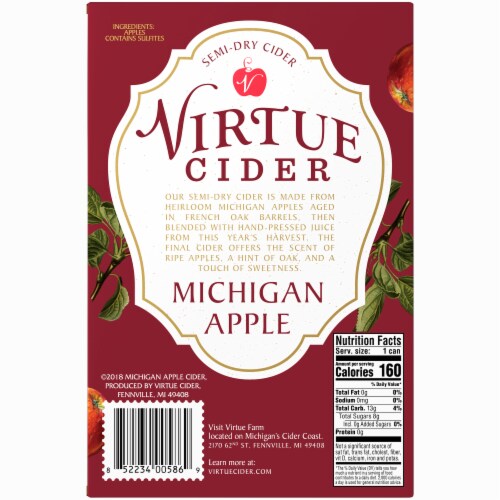 Virtue Cider Michigan Apple Semi-Dry Cider Perspective: back