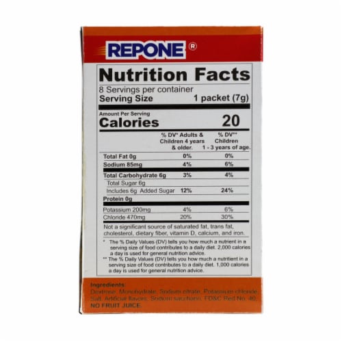 Repone® Suero En Polvo™ Mixed Fruit Electrolyte Powdered Drink Packets Perspective: back