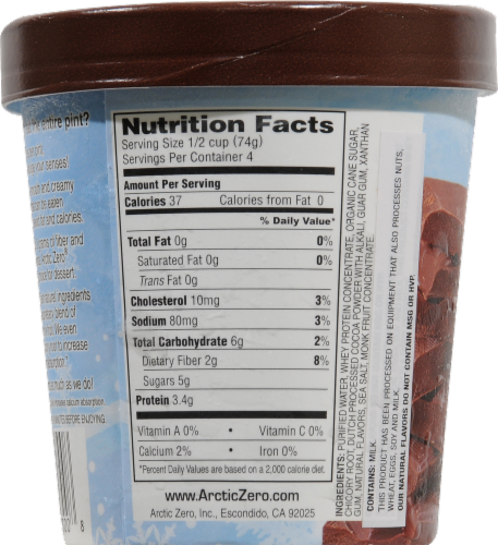 Arctic Zero Frozen Desserts Chocolate Perspective: back