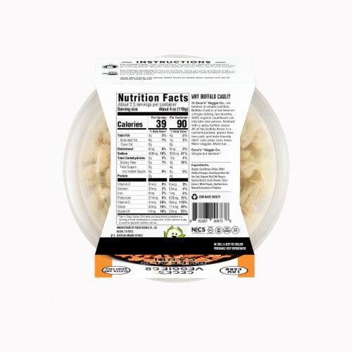 Cece's Veggie Co. Buffalo Cauli Organic Caulifower Bites Perspective: back