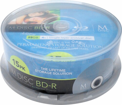 15 Pack Millenniata M-Disc BD-R 25GB 4X HD 1000 Year Permanent Data Archival Blank Media Disc Perspective: back
